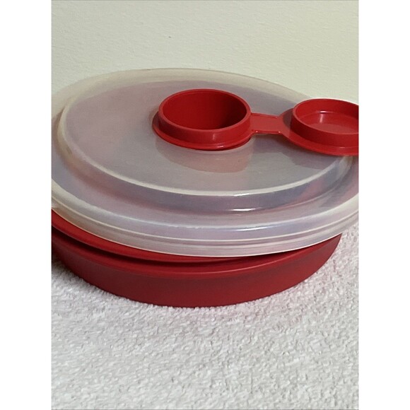 Pampered Chef Microwave Popcorn Maker Popper Red Silicone Collapsible Bowl Large - Picture 5 of 7